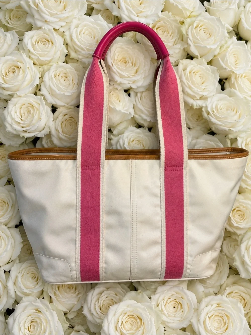 Vintage Coach Hampton Tote Canvas Tote Style 1894 + Pop Mart Crybaby Pink Cutie
